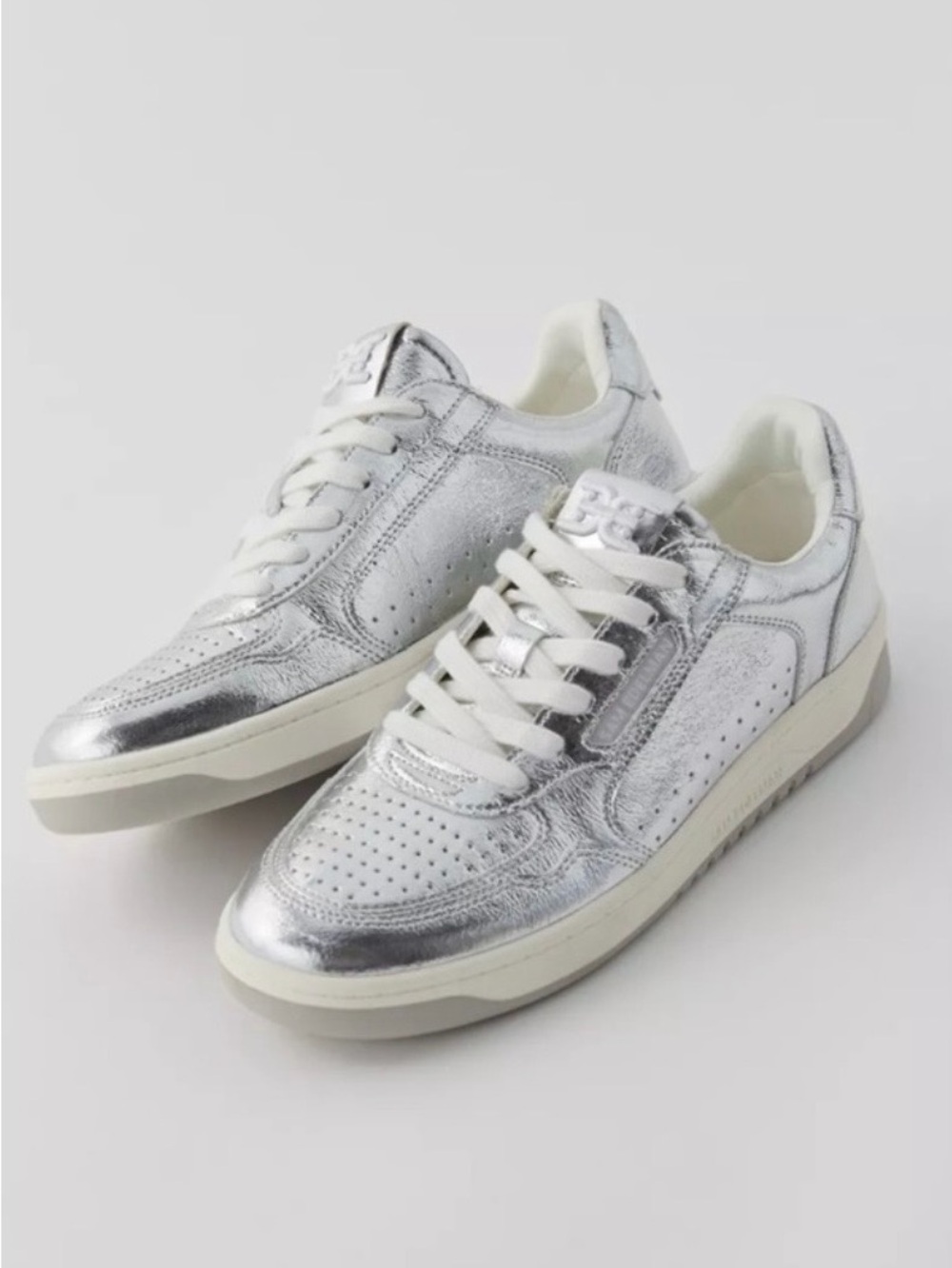 NEW Sam Edelman Harper Court Metallic Silver Low-Top Sneakers - Size: 8.5